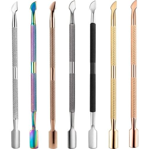 1Pc Double-ended Stainless Steel Cuticle Pusher Dead Skin Remover for Pedicure Manicure Nail Care Cleaner Tool