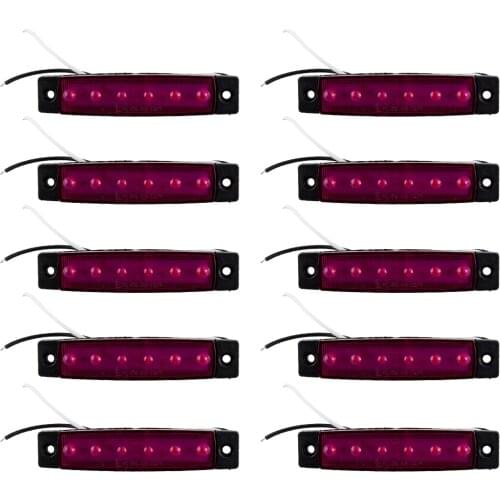 10Pcs Purple 6 LED Boat Truck Trailer Side Marker Indicator Light Rock Lamp for Universal Cars Trucks Boats Trailers DC 12V-24V