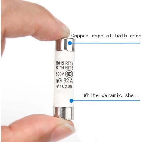 10 PCS Long Cover 10X38mm Ceramic Fuse 1A 2A 3A 4A 5A 6A 8A 10A 15A 16A 20A 25A 32A 30A Fusible Enlace For R015 10*38 Fuse Core