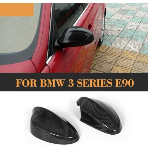 2pcs Carbon Fiber Side Door Wing Mirror Replacment Cap Cover Fit For BMW E90 05-08