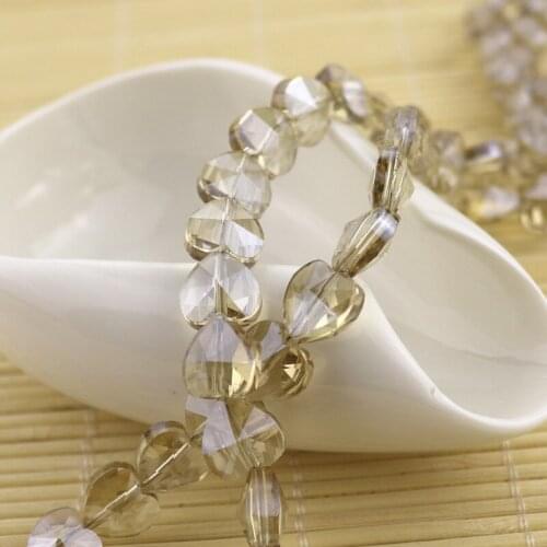 20pcs/lot 10x10mm Champagne Silver Plated Heart Shape Crystal Jewelry Beads Glass Crystal Bead for DIY Jewelry Pendant Bracelet