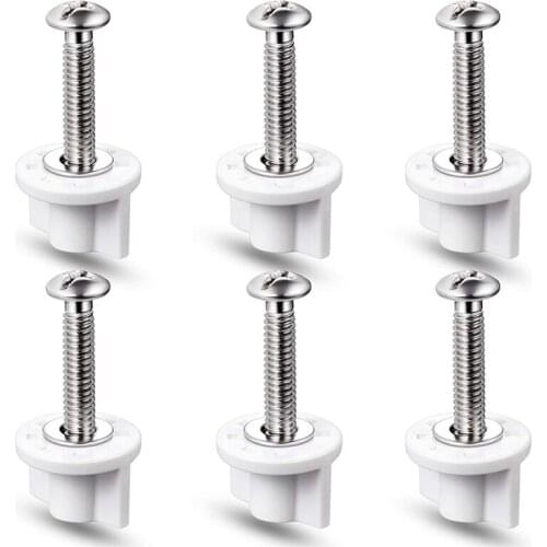 6 Pieces Stainless Steel Toilet Seat Hinge Bolt Screws with Plastic Nuts and Washers Toilet Seat Replacement Parts Kit