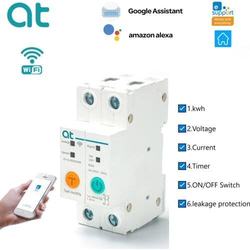 63A Ewelink Single Phase WIFI Smart Energy Meter Kwh Metering Monitoring Circuit Breaker Timer Relay with Leakage Protection