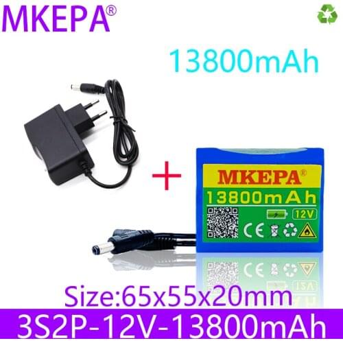 New3S2P 12V13800mah battery 18650 Li-ion 13.8 Ah Rechargeable batteries with BMS Lithium Battery packs Protection Board +Charger