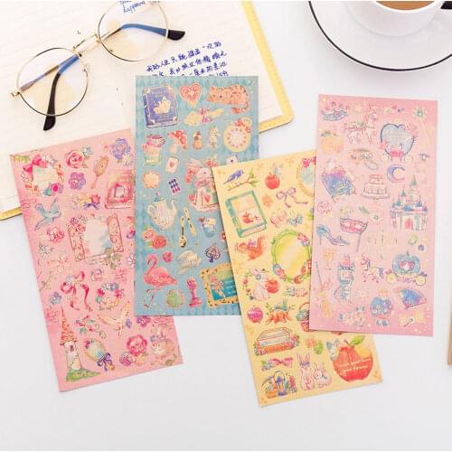 Alice Princess Flower Gilding Sticker Scrapbook Decoration PVC Stationery DIY Stickers School Office Supply