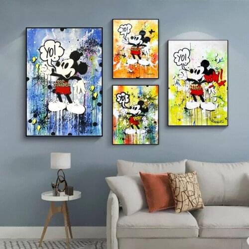 Disney 5D Diy Diamond Painting Graffiti Street Art Mickey Mouse Full Diamond Embroidery Kit Poster Wall Street Artist Home Decor