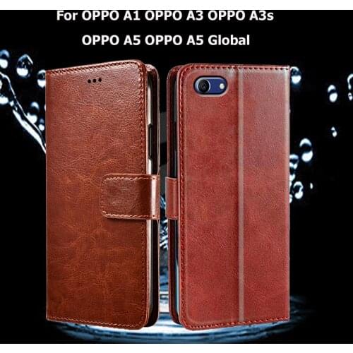 Flip Phone Case For OPPO A1 OPPO A3 OPPO A3s Cover For OPPO A5 OPPO A5 Global Coque Funda PU Leather Wallet Cover Capas