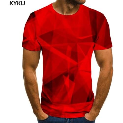 3d Tshirt Abstract T shirt Men Cube Tshirts Casual Art Anime Clothes Red Funny T shirts Short Sleeve T shirts Fashion Male Tops