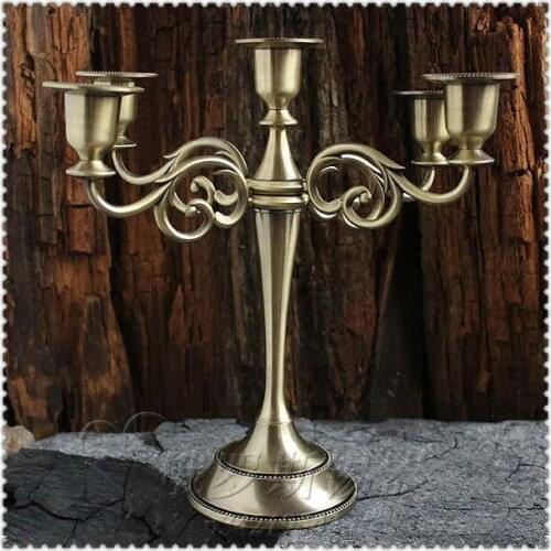 Classic 5 arm candlesticks bronze metal candle holder party gift vintage home accessories decorative-candles ZT2008c
