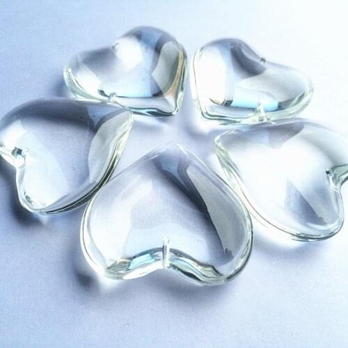 Free Jump Rings) 5pcs/lot 40mm Clear Crystal Glass Smooth Heart Shape Pendants Chandelier Parts Christmas Tree Hanging Ornament
