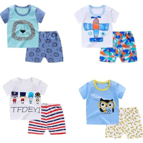 Baby Clothing Sets summer Baby Boys girls Clothes Infant cotton boys Tops T-shirt+Pants Outfits kids clothes Set Children cloth
