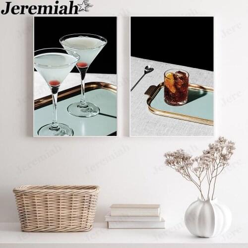 Colorful Cocktail Canvas Painting Drink Wine Whiskey Poster Picture Print Wall Art Nordic Aesthetics Kitchen Room Decoration