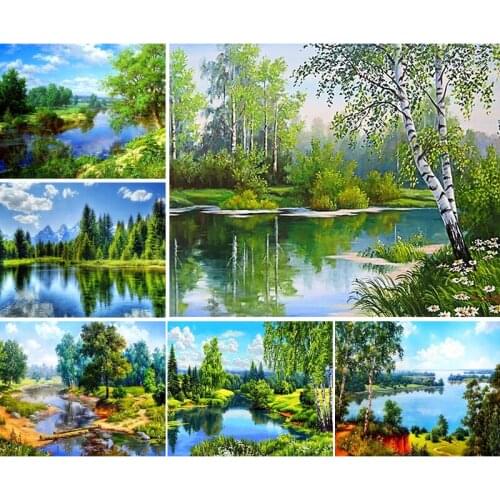 Forest new Needlework,DIY Patterns Deer Cross Stitch,Sets For Embroidery Kit Full Embroidery Simple European Cross-Stitching