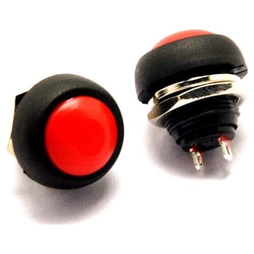 Small Button Switch Waterproof Switch Self Reset PBS-33B 12MM Red Lockless Switch (5PCS)