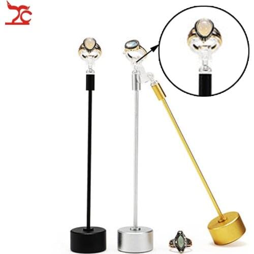 Metal Ring Display Stand Bracket Jewelry Hand Jewelry Display Stand Acrylic C Ring 180 Degree Rotating Ring Display Stand Props
