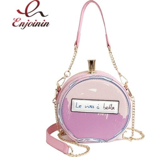 Fashion Round Perfume Bottle Shape Ladies Pu Leather Casual Handbag Chain Purse Shoulder Bag for Women Crossbody Bag Female Bag