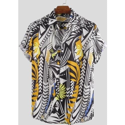 Mens Clothing 2020 Mens New Printed Short-sleeved Shirt Hawaiian Beach Shirt Plus Size Camisas Para Hombre
