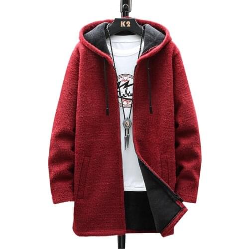 2021 Winter Men Thick Warm Hooded Sweater Men Fleece Jumpers Striped Cardigan Male Wool Liner Zipper Sweatercoats M-3XL