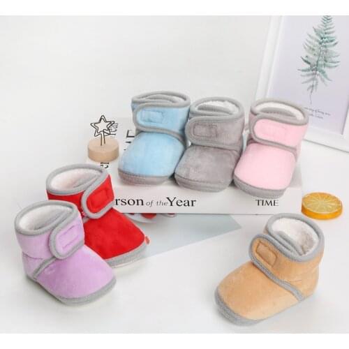 2020 New Winter Baby Boots Baby Shoes Style Plush High Top Soft Sole Walking Shoes Warm Cloth Bottom Anti Slip Baby Shoes