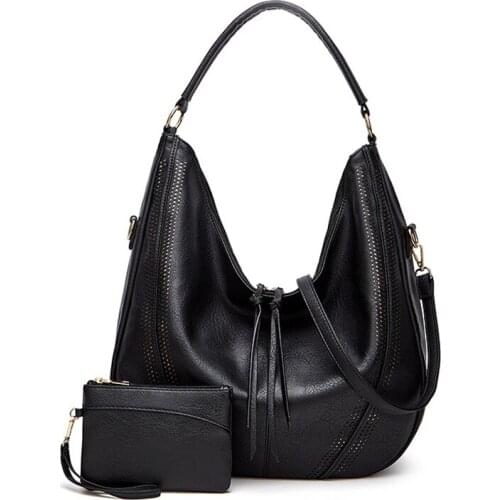 New Arrival Fashion Women Shoulder Bags Large Capacity PU Handbag Set Ladies Two-pieces Hobos Bag Set