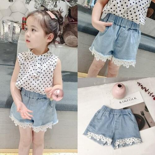 New Girls Shorts Summer Childrens Lace Denim Shorts For Kids Tassels Trousers Casual Scanties Beach Shorts Baby Girl Hot Pants