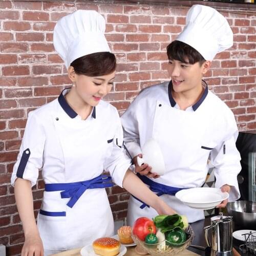 2018 Autumn/Winter Wholesale Unisex Kitchen Chef Uniform Bakery Food Service Long Adjusted Sleeve Chef Jacket Hotel Cook Wear
