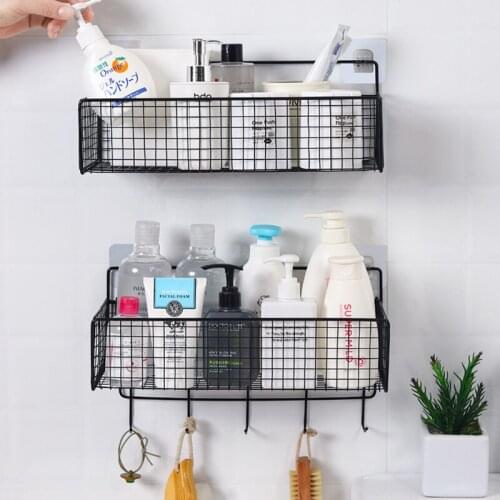 Bathroom Toilet Free Perforated Storage Rack Kitchen Living Room Storage Rack Dormitory Wall Wall Hanging Storage Hanging Basket