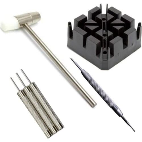 Excellent Quality 6PCS Hammer Punch Pins Practical Watch Strap Holder Watch B and Link Repair Remover Tool