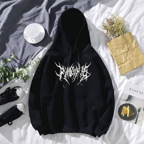 Harajuku pullover Sweatshirts Ladies Warm Gothic Streetwear Punk Women Hoodie Gothic Cool INS Casual Simple Letter Printing Tops