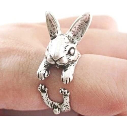 Adjustable Vintage Hippie Chic Handmade Rabbit Bunny Animal Knuckles Rings for Women Girls Charm Gift Fashion Jewelry 3 Colors