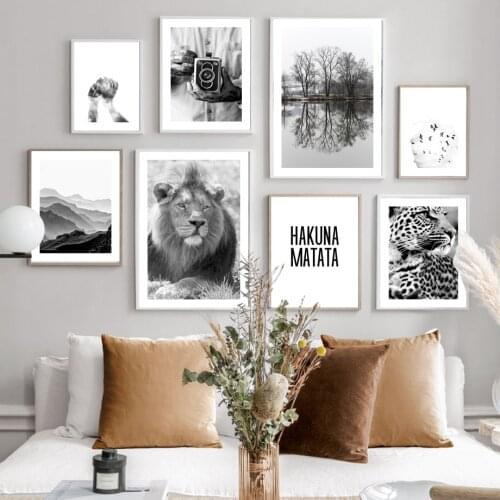 Retro Camera Lion Cheetah Wild Goose Tree Wall Art Canvas Painting Nordic Posters And Prints Wall Pictures For Living Room Decor