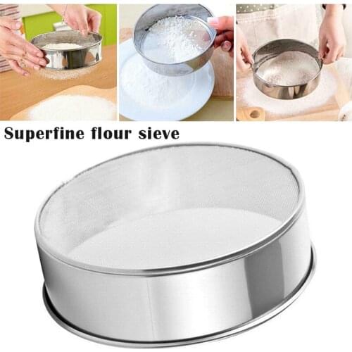 Kitchen Fine Mesh Flour Sifter Round Stainless Steel Colander Tool Flour Sieve Strainer Sifters for Kitchen Baking Tea