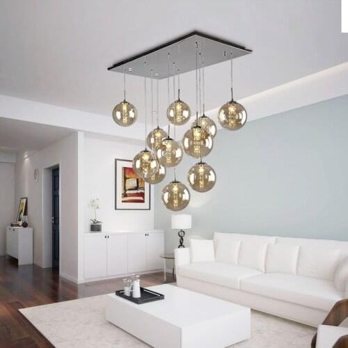 Modern living room dining room glass ball chandelier bedroom staircase hanging lighting chandelier
