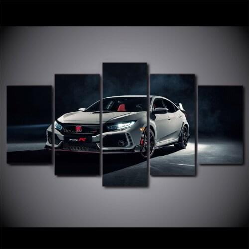 Modern Canvas Posters HD Printed Wall Art Frame 5 Pieces White Car Dispay Auto Show Painting Home Decor Modular Pictures