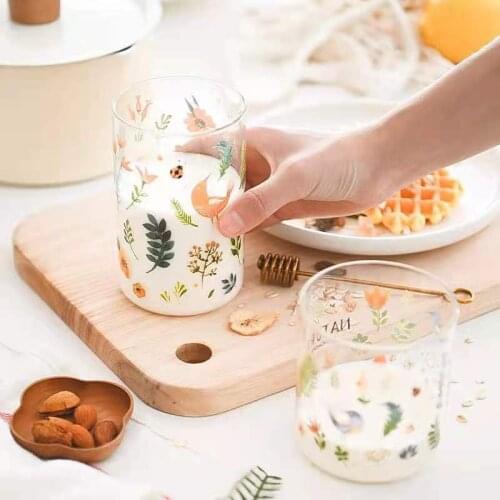 Forest Ins Style Cup High Temperature Resistant glass Cute Breakfast Girl Home Large Capacity Transparent Creative Personality