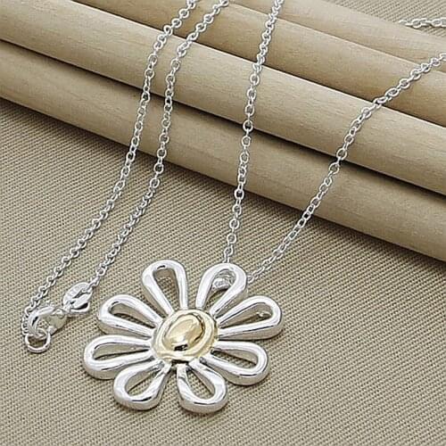 High Quality 925 Sterling Silver Chrysanthemum Pendant Necklace for Women Jewelry Necklaces Wholesale