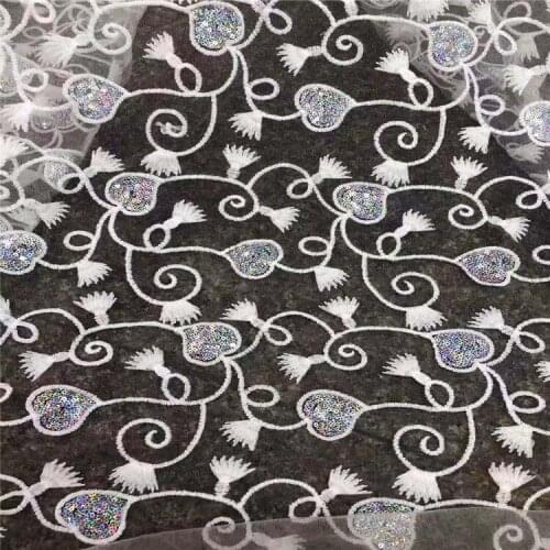 Spring Summer New Mesh Bottom Lovely Sequin Womens and Childrens Clothing Skirt Wedding Dress Embroidery Fabrics