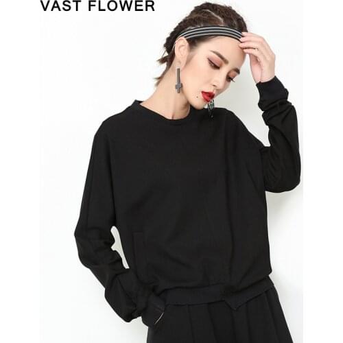 Plus Size Black Asymmetrical Long Sleeve T-Shirt Women Clothes Round Neck Loose Casual Tshirt Tops Fashion Spring Autumn 2021