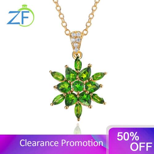 GZ ZONGFA Fashionable 925 silver chains necklace jewelry for women, 14k gold plated flower pendant