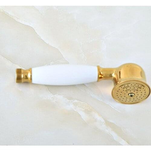 Gold Color Brass Telephone Style Ceramic Hand Held Spray Bathroom Shower Head dhh048