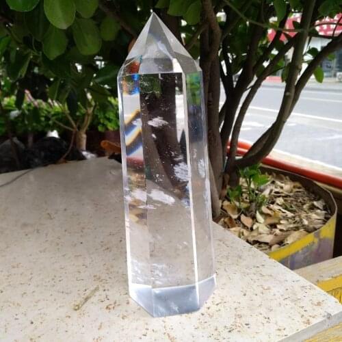 1PCS 800-1000g rare transparent high temperature white molten crystal obelisk quartz column handmade polished home decoration
