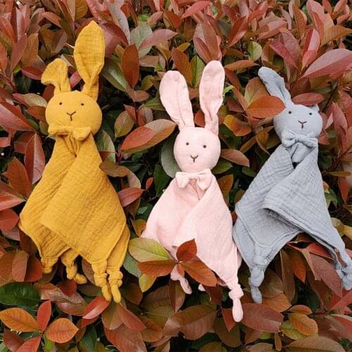 1 Pcs Rabbit Scarf Handkerchief Appease Towel New ins Organic Muslin Soft Blanket Animal Toy Baby Comforter Baby Bear Plush Toy
