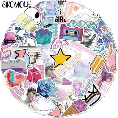 50PCS/set Pretty Vaporwave Stickers Waterproof to DIY Laptop Phone Guitar Suitcase Moto Skateboard Abstract Art Sticke F4