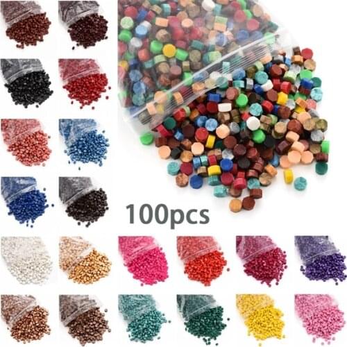 100Pcs Antique Retro Octagonal Shape Envelope Sealing Wax Beads DIY Decor 29 Colors Stamps Beads Gift Initial