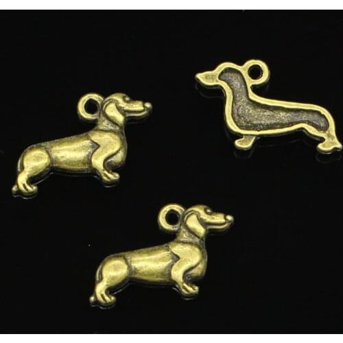 120 pcs Antique Bronze Plated dog dachshund Charms for Jewelry Making DIY Handmade Pendants 20*15mm