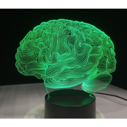 Brain Shape 3D Illusion Lamp 7 Color Change Touch Switch LED Night Light Acrylic Desk lamp Atmosphere Lamp Novelty Lighting