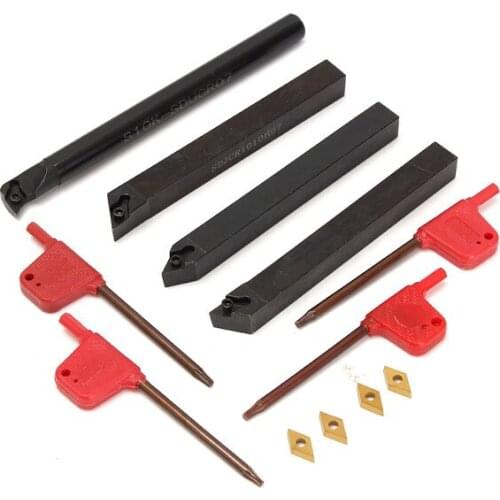 4pcs 10mm Shank Lathe Boring Bar Turning Tool Holder With 4pcs DCMT070204 Inserts