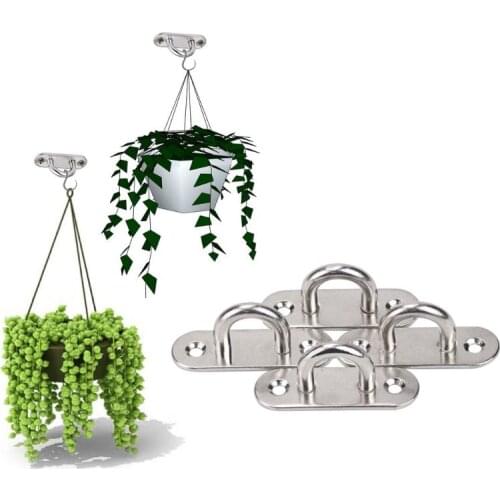 6Pcs 5mm Stainless Steel Eye Plate Oblong Pad Eye Plate Metal Staple Ring Hook Hardware