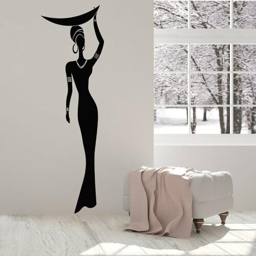 African Woman Vinyl Wall Decal Native Black Lady Ethnic Style Window Sticker Home Bedroom Wallpaper For Girls Room M314