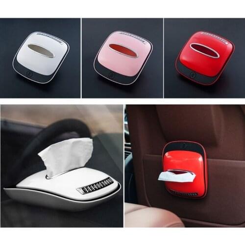 Car Tissue Storage Box Non-slip Car Interior Accessories Multifunctional Car Tissue Napkin Holder Parking Card